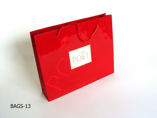 Custom Recycling Red Paper Shopping Bags Personalized With Handles