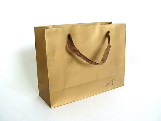 High Quality Imprinted Brown Craft Wax Paper Carrier Bags For Shopping