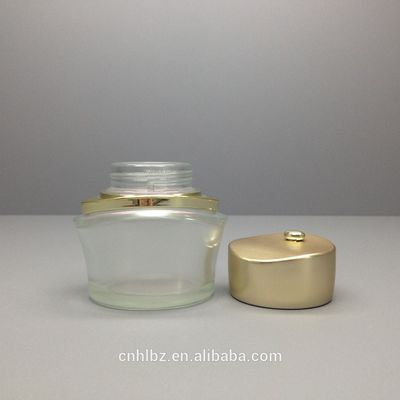 OEM White Frosted Cosmetic Packaging Glass Bottles And Jars With Cap And Pump