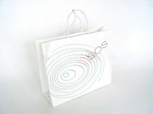 Custom Plain White Recycled Paper Carrier Bags for Shopping